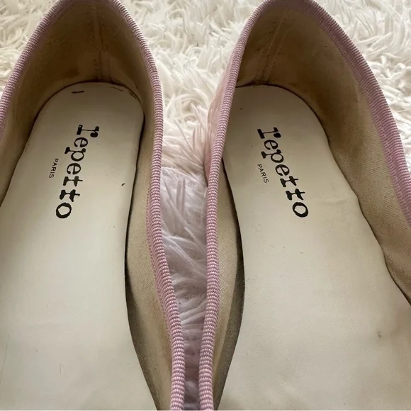 Repetto Camille Ballet Patent Leather Slip On Heel Flats Pink Size 38.5